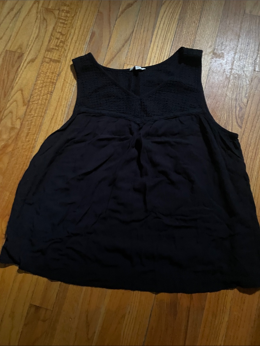 Sonoma Black Sleeveless Crochet Yoke Camisole